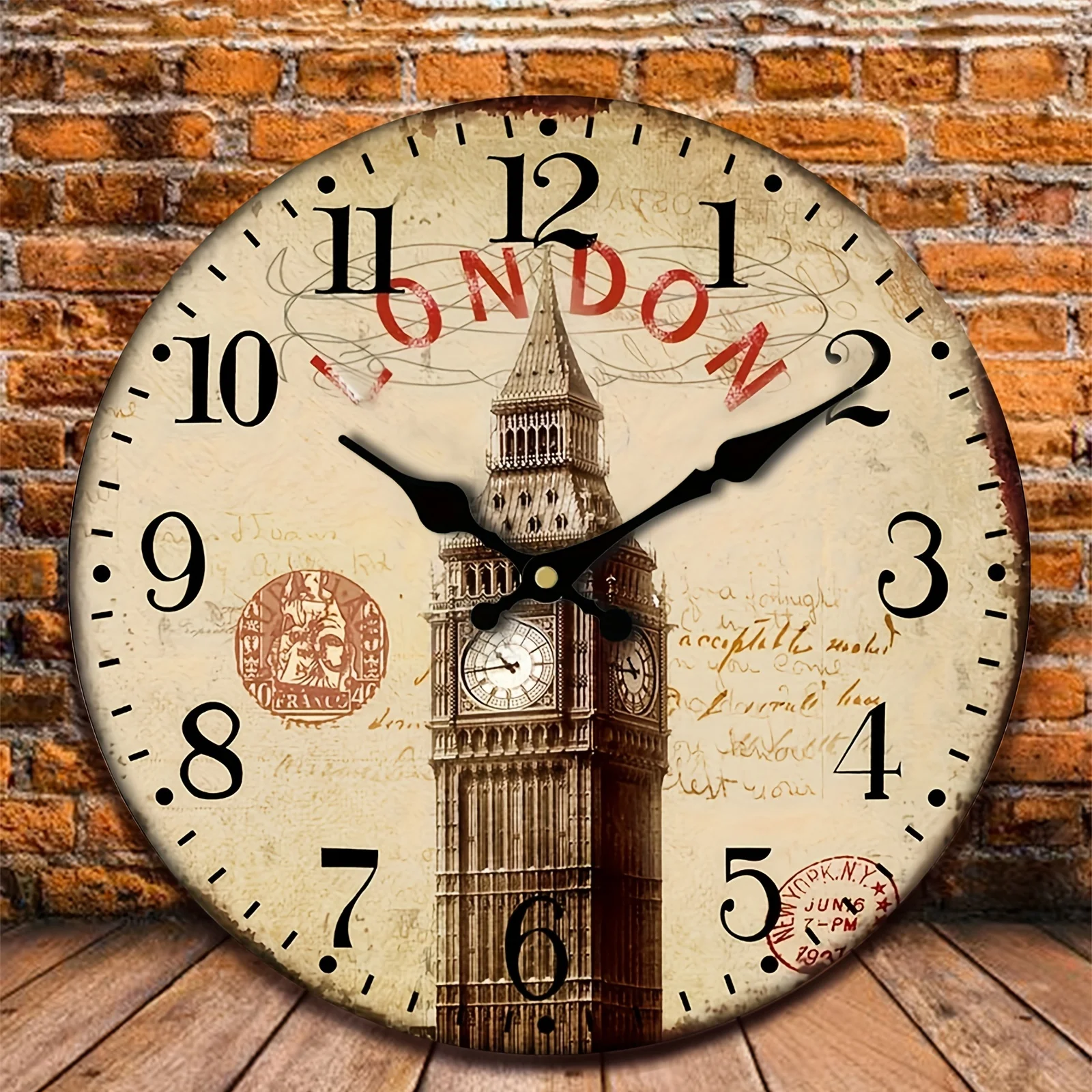 1pc Wall London British Retro Clock Home Decoration Rural Wall Clock AA Battery (not Included) Home Decor