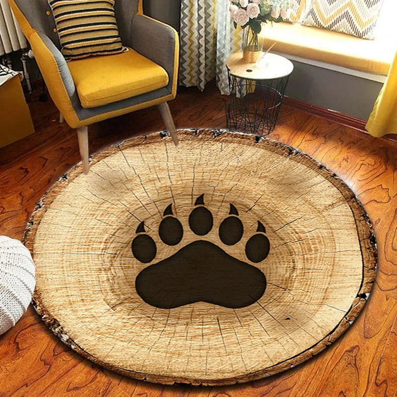 

American Country Style Imitation Wood Grain Carpet Living Room Decoration Round Bedroom Full Coverage Thickened Elk Carpet Avail