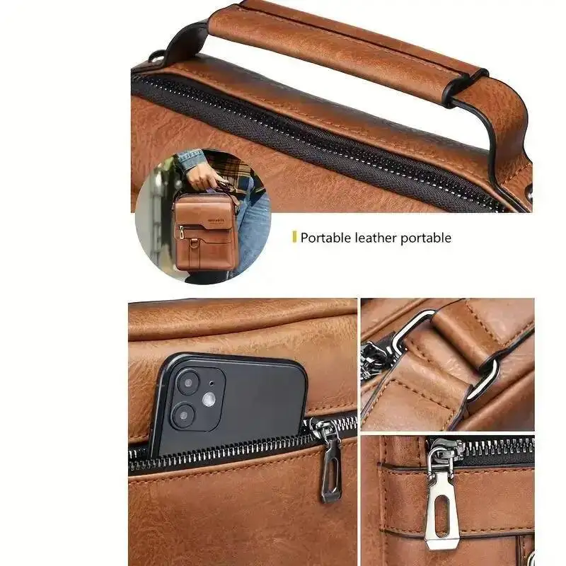 2025 Newpractical Shoulder Bag For 9.7" Ipad Men PU Leather Flaps Men's Crossbody Bags Business Flap Male Solid Messenger Travel