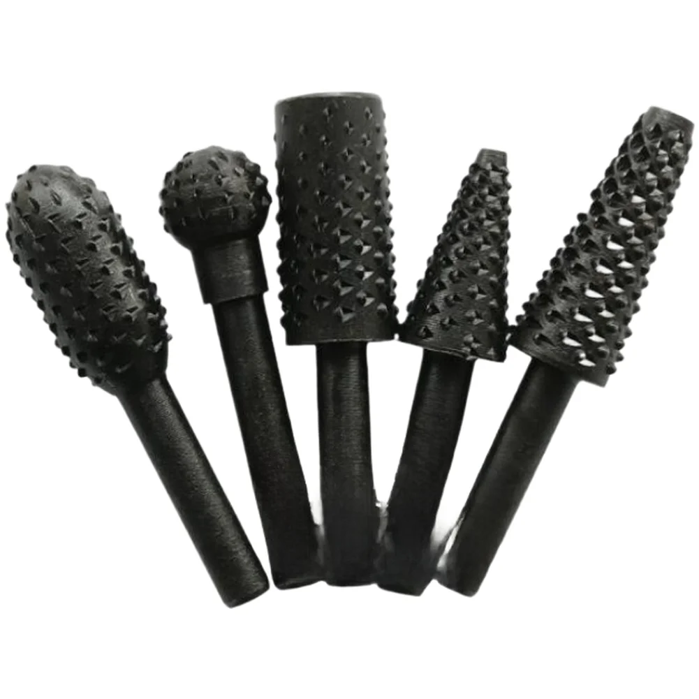 Wood Carving Burr Tools 5 Piece Collection with 50mm Length and 6.2mm Shank for Use with and Similar Rotary Devices