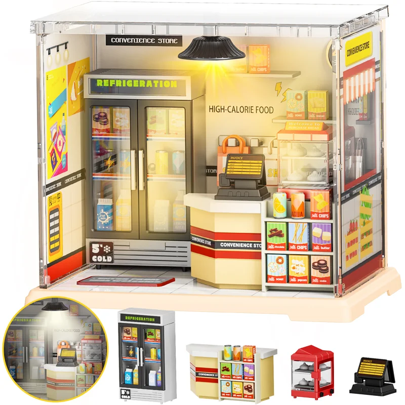 Mini casa de boneca diy pequena casa 3d quebra-cabeça artesanal modelo de construção brinquedos casa decoração do quarto com móveis luzes led presentes