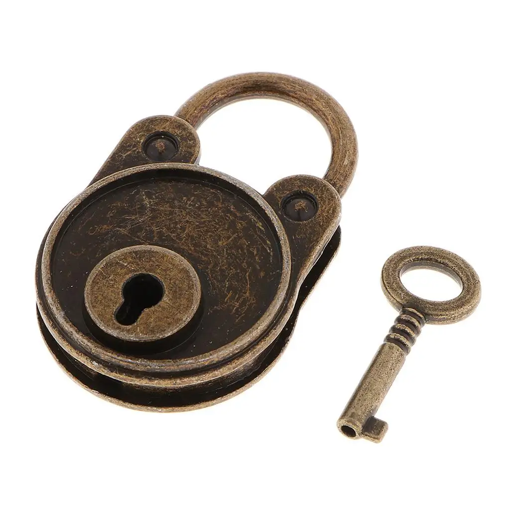 Small Vintage Box Lock Bronze Padlock for Jewelry Making Findings Cabinet Hardware Hasp Mini Lock with Key