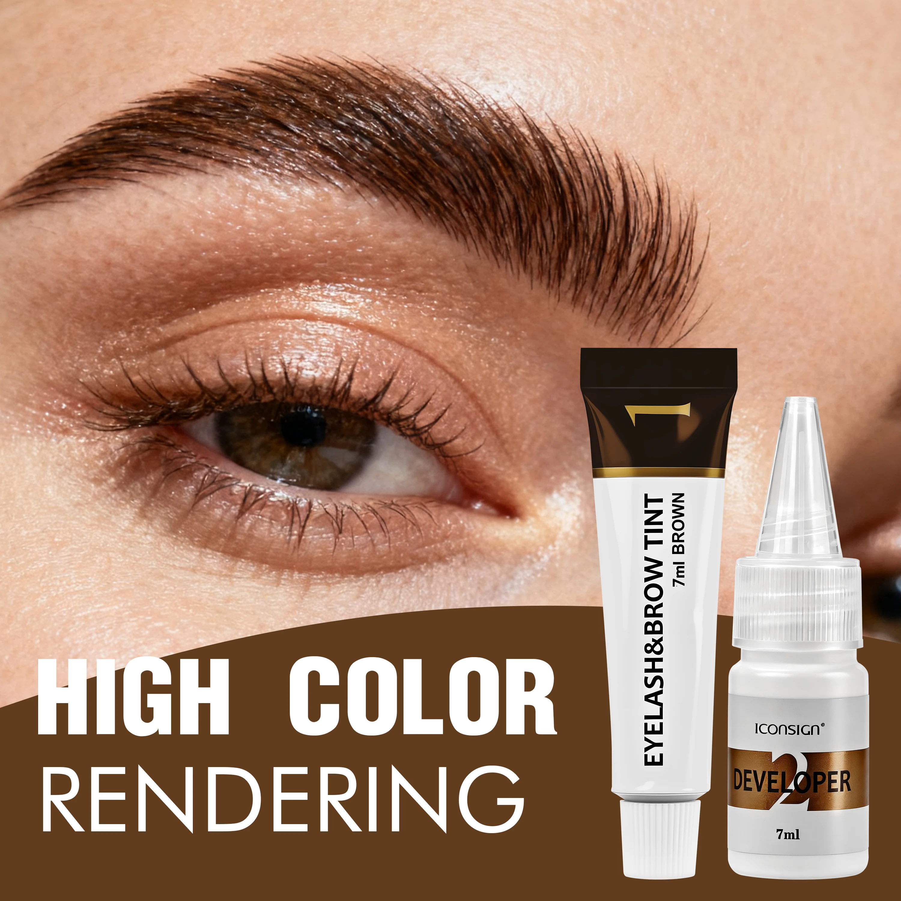 Semi-permanente mascara wenkbrauw wimper tint set bruin waterdichte wenkbrauw- en wimper tint set - gedefinieerd, voor alle soorten
