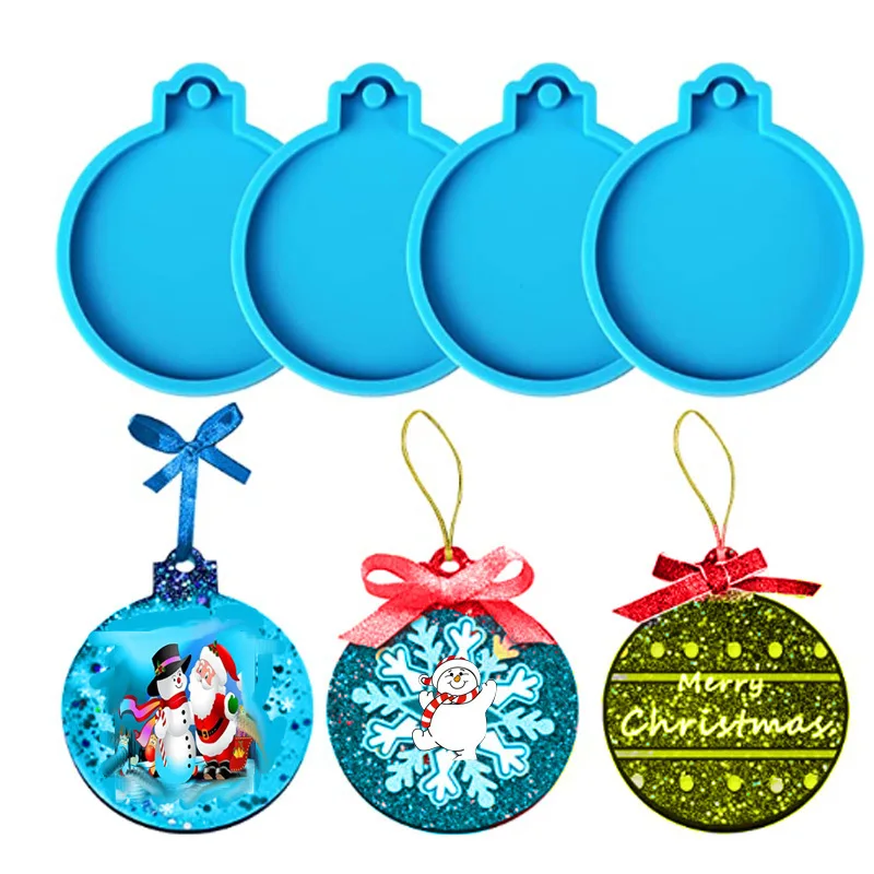 1/4Pcs Christmas Ball Ornament Epoxy Resin Silicone Mold For DIY Keychain Pendant Xmas Tree Pendant Casting Decoration Supplies