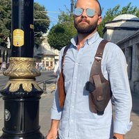 Double Shoulder Straps Multi-pocket Outdoor Anti-theft Tactical Waist Bag Fishing Bag Leather Multi-purpose Men's Messenger Bags