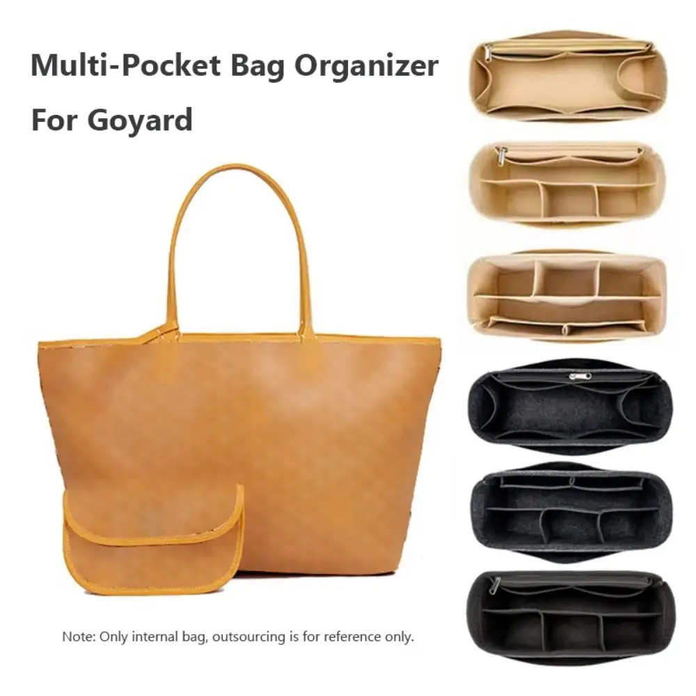 Bolsa de feltro simples com inserção, bolsa com vários bolsos, suporte interno, organização de armazenamento, forro de bolsa portátil para quintal
