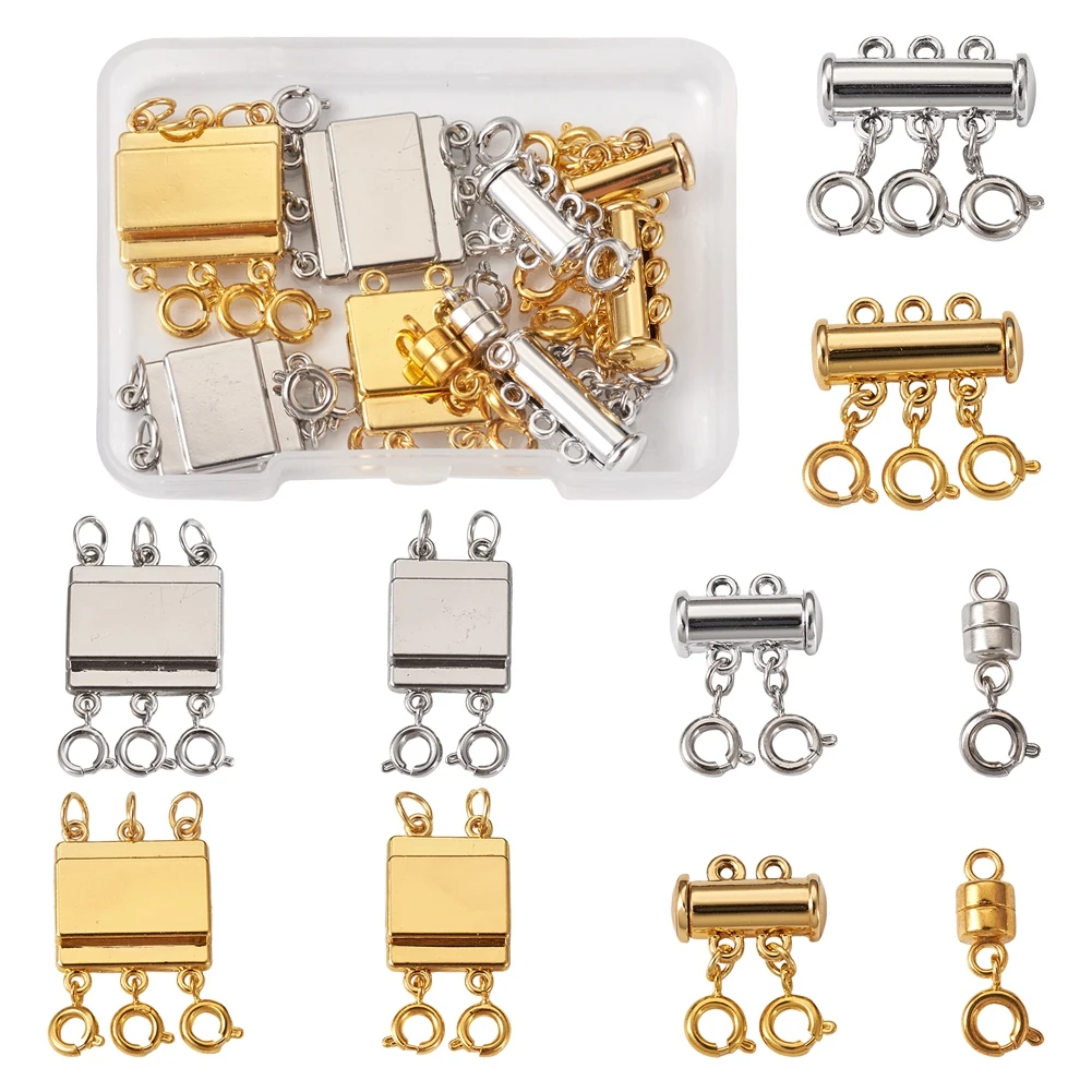 10Pcs Necklace Layering Clasps Slide Lock Clasp Bracelet Connector Multi Strands Slide Tube Clasp for Jewelry Making