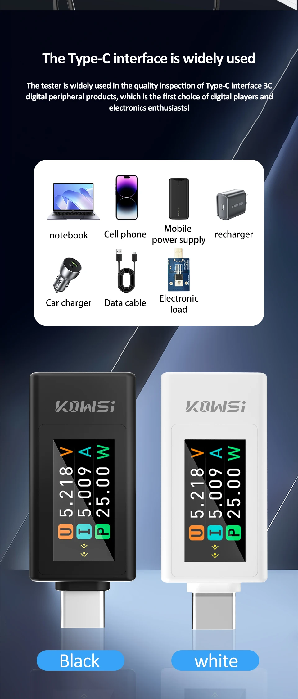 Typ C Strom Spannung Kapazität Tester 4-30V 0-8A DC Spannung Amperemeter Power Meter Handy Lade tester Batterie Test – Detail 5
