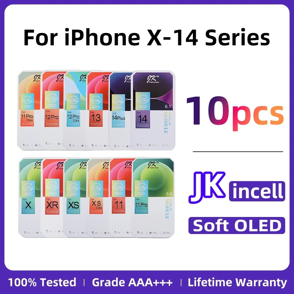 10Pcs JK Incell For iPhone X XS XR 11 12 12 Pro Max LCD Display For IPhone13 14 plus Screen Digitizer Assembly Replacement 8 sold282,198.03313,553.37Save 31,355.34-10%1000PAPRO StoreSee previewSimilar