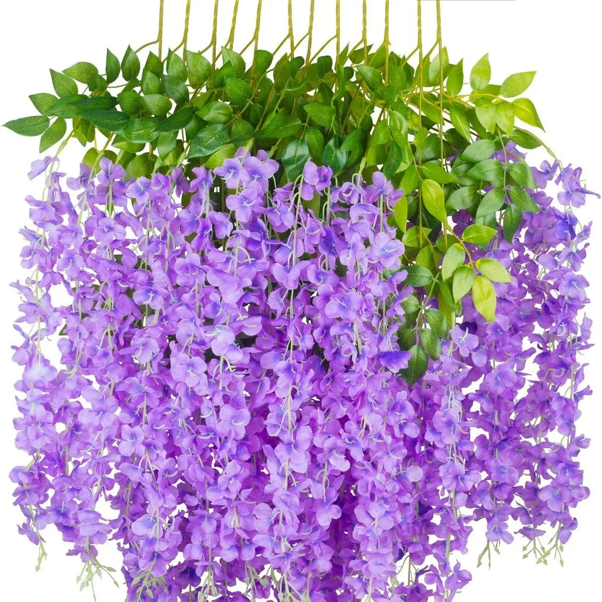 12 Pack Wisteria Artificial Flower Bushy Silk Vine Ratta Hanging Garland Hanging for Wedding Party Greenery Wall Decoration