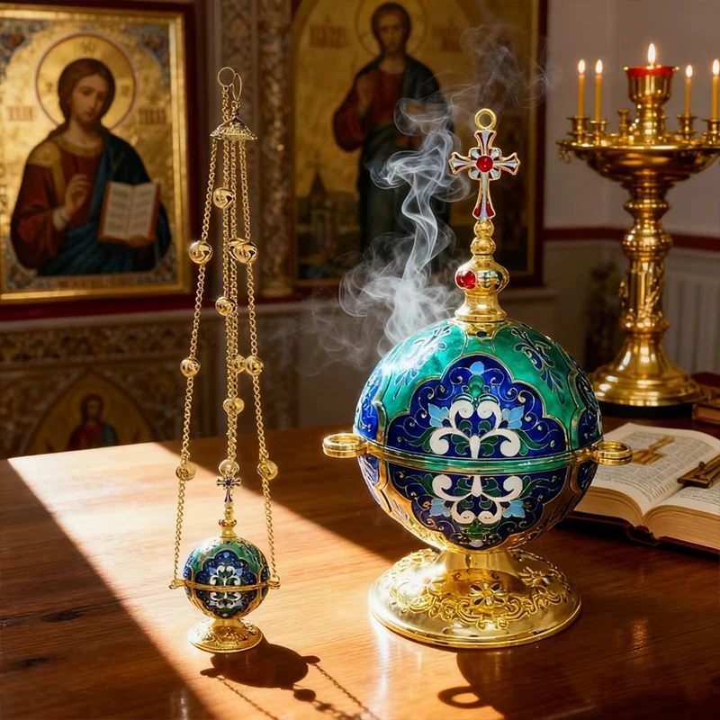 

New2026 Eastern Orthodox Dedicated Ceremonial Incense Burner Desktop Display Usage Model Faith Ritual Core Object Exquisite Gift