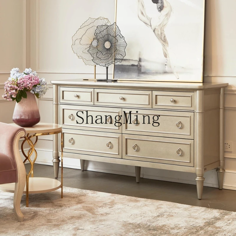 

DHY light luxury solid wood chest, champagne storage cabinet, bedroom locker
