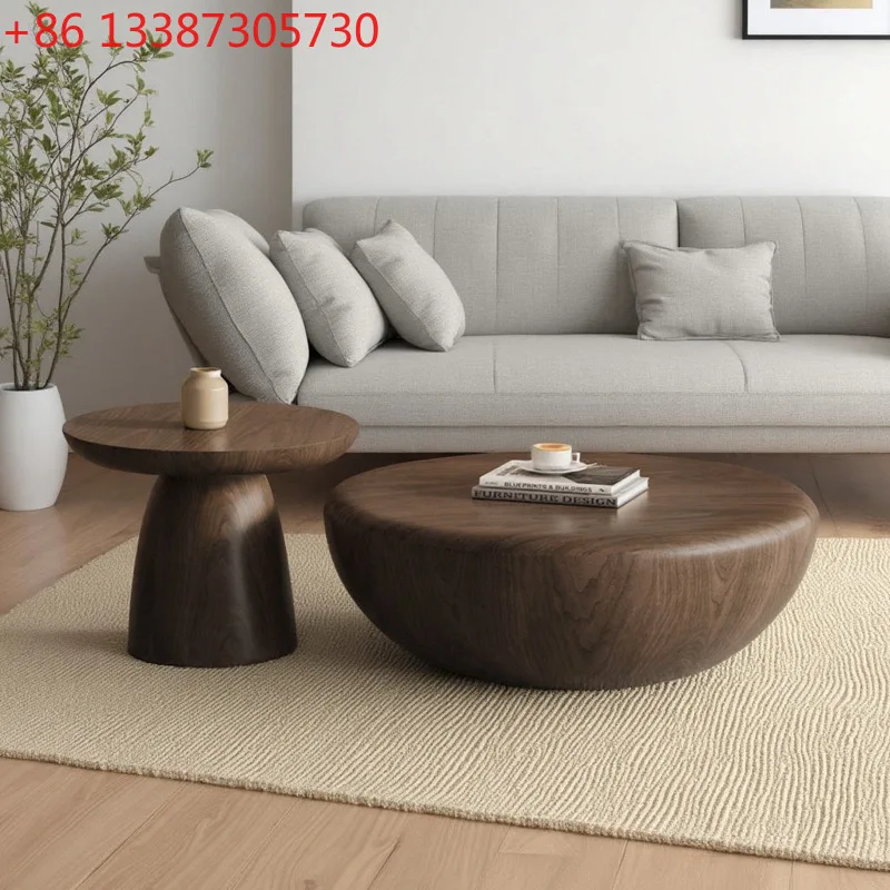 

Mid-Century Solid Wood Round Coffee Table Modern Simple Small Apartment Living Room Home Minimalist High-end Sense