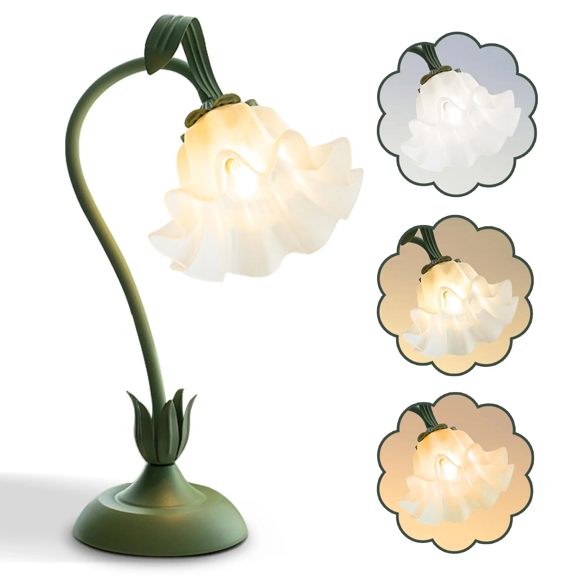 

Flower Table Lamp,LED Reading Light Bedside Vintage Flower Night Light,3 Colors Modes Bedside Lamps,Home Decoration