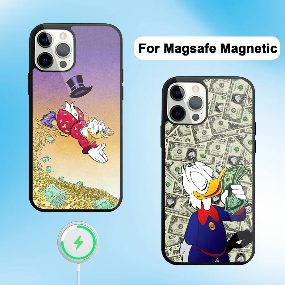 MINISO Scrooge McDuck Money Phone Case For iphone Pro Max 11 Plus 12 14 15 13 Mini Magsafe Magnetic Wireless Charging Shell