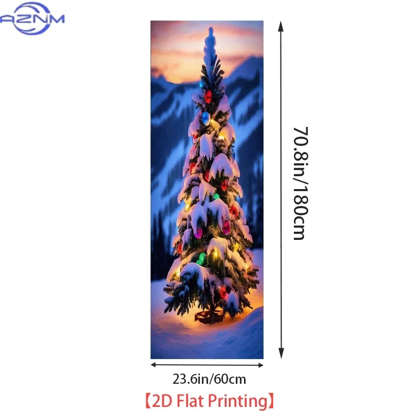 1pc Christmas Tree in Snowy Night Refrigerator Sticker |  Self-Adhesive Wall Decal for Cabinets And Wardrobes, Contemporary Ki