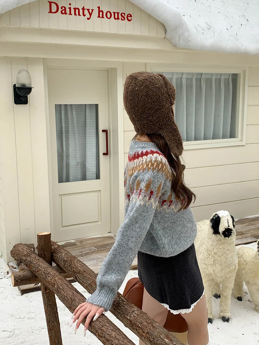 Vintage Fair Island Jacquard Crew Neck Sweater Z