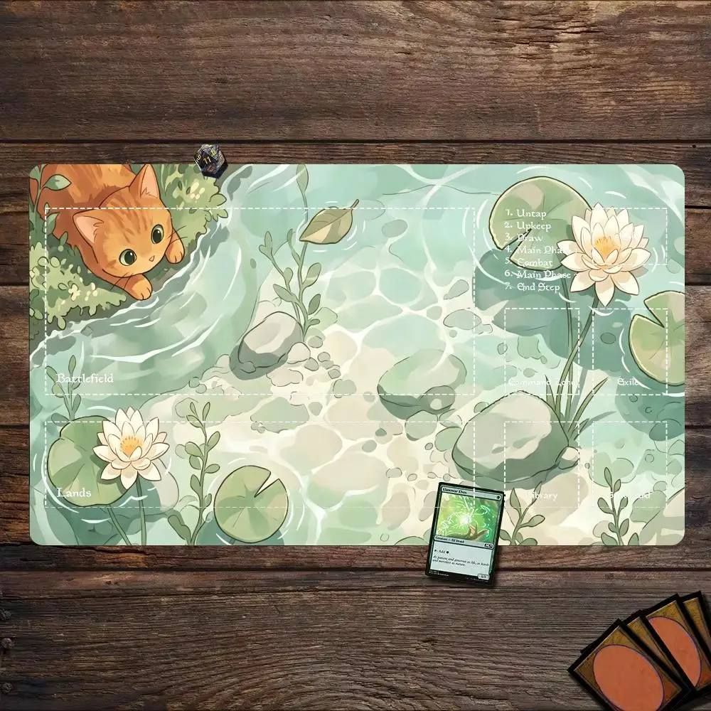 Orange Cat Creek Lotus Pond Desk Mat Table Mat Pc Accessories Square Mousepad Office Desk Decorating XXL Mouse Pad Keyboard Pad