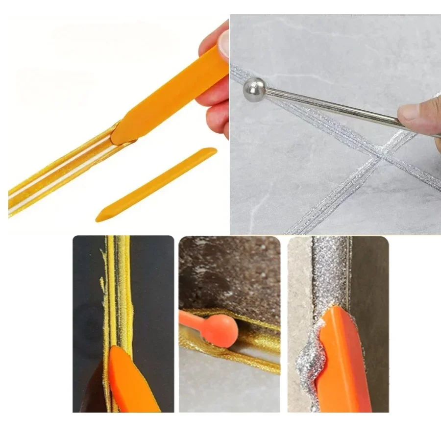 أدوات السد السيليكون مع رأس من الفولاذ المقاوم للصدأ، فوهة مانعة للتسرب من السيليكون، مكشطة الجص، أدوات رائعة لنافذة الحمام والمطبخ
