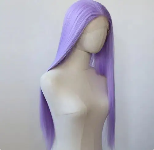 Lavender Synthetic Lace Front Wig Long Straight Light Purple Synthetic Wig Pre Plucked Heat Resistant Hair Wig