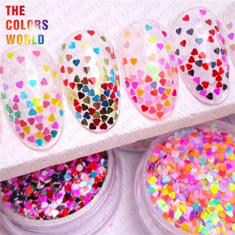 TCT-893 Love Heart Nail Glitter Sequin Heart Glitter Nail Polish For Valentines Day Wedding Party Decoration Textile Resin Art