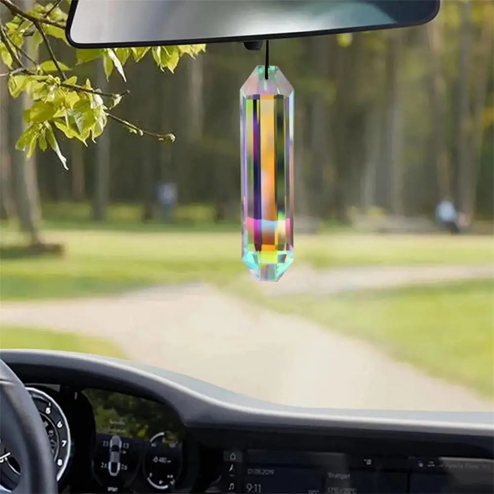 Faux Prism Prism Sun Catcher Decoration for Window Car Rearview Mirror Indoor Outdoor Hanging Ornament with Rainbow Maker