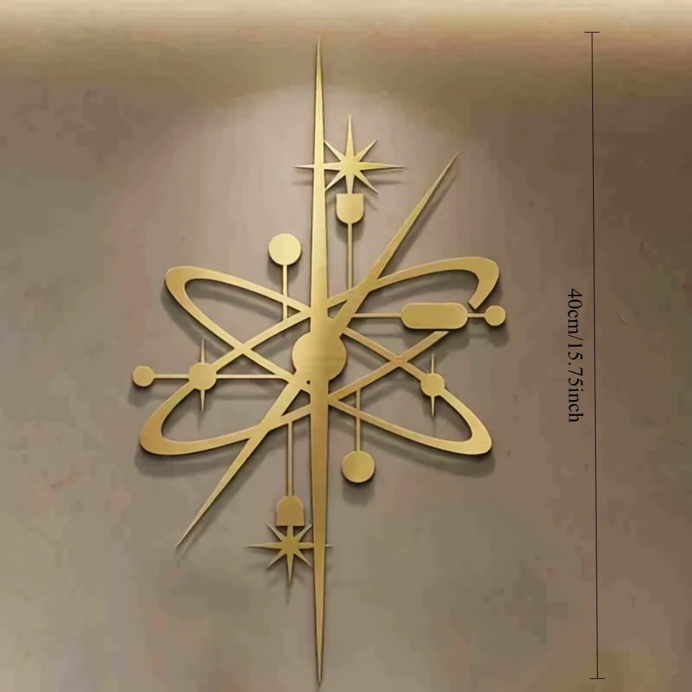 CIFBUY Iron Wall Art Atomic Starburst Metal Sculpture Rustproof Geometric Decor for Home Indoor Outdoor Mid Century Gift