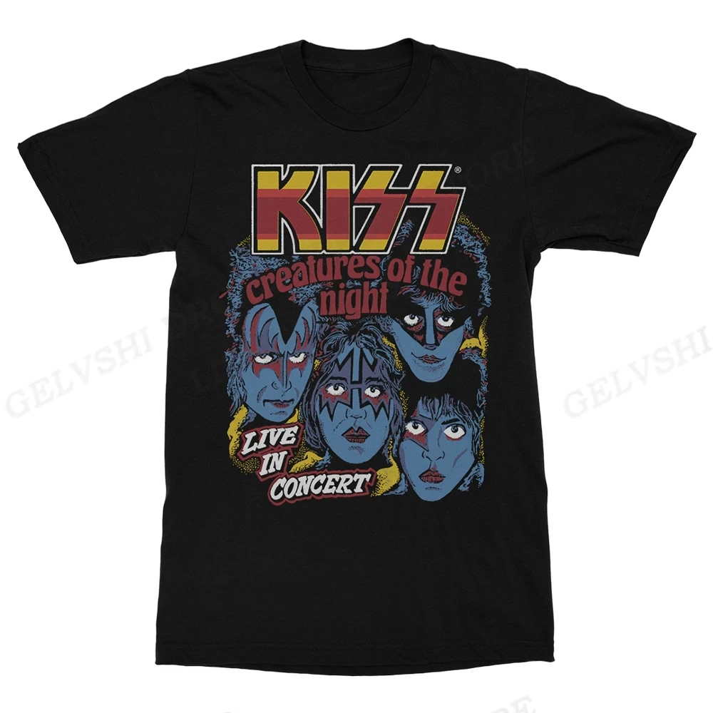 Popular worldwide kissing band T-shirt Men\'s and women\'s cotton T-shirt comfortable casual summer street rock fashion