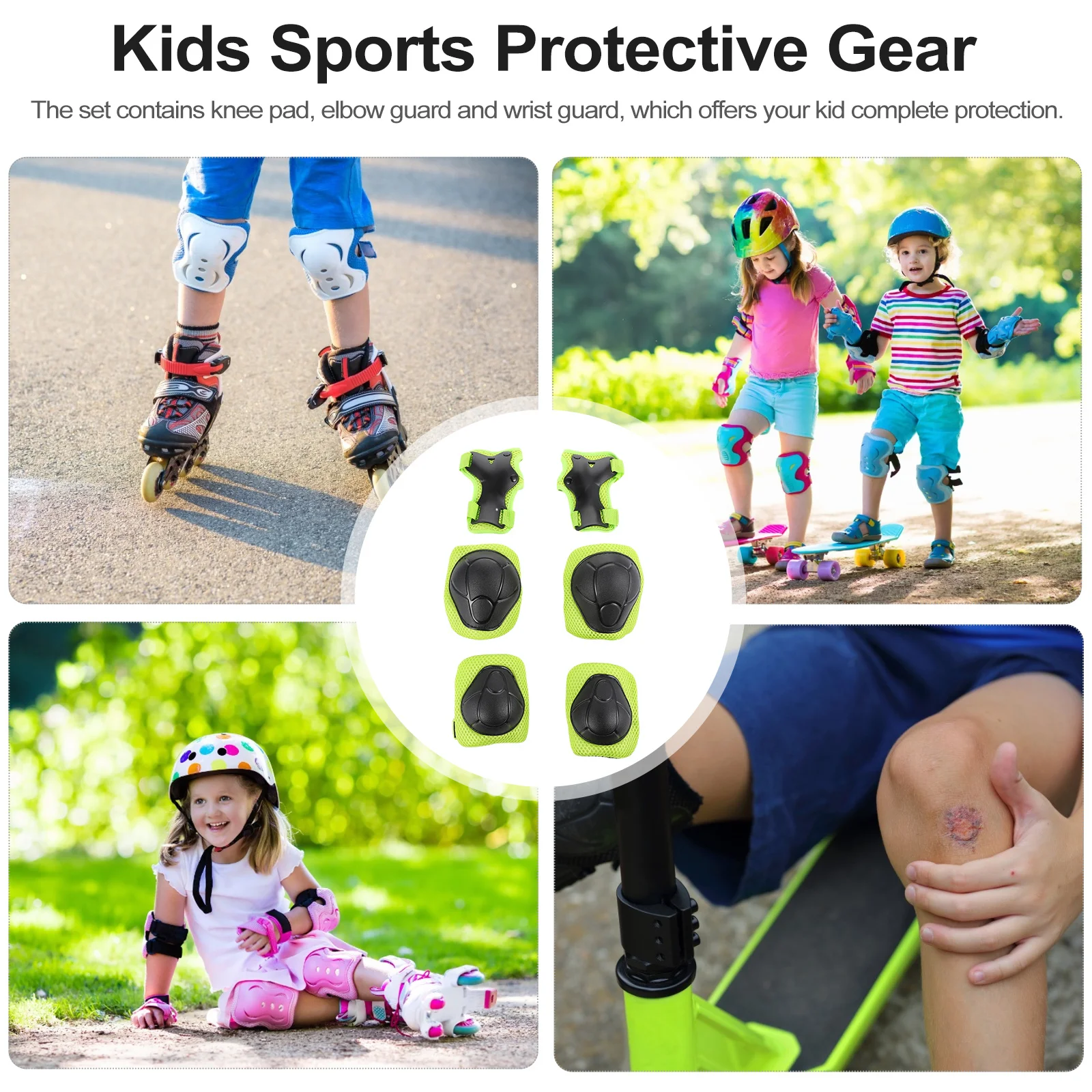 

1Set Teenager Elbow Guard Wrist Knee Pads Complete Protection Outdoor Sports Gear Comfortable Long Lasting Use