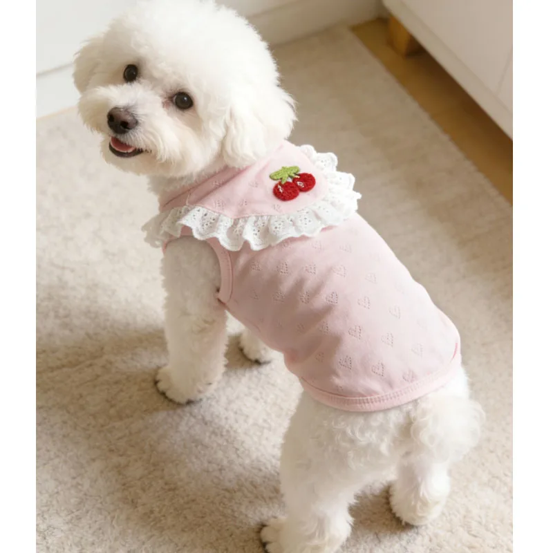 

Sweet Cat Dog Hoodies Sleeveless Vest Pink Blue Dog Clothes Summer Girl Pullover Sweatshirt For Small Dogs Chihuahua Puppy Shirt