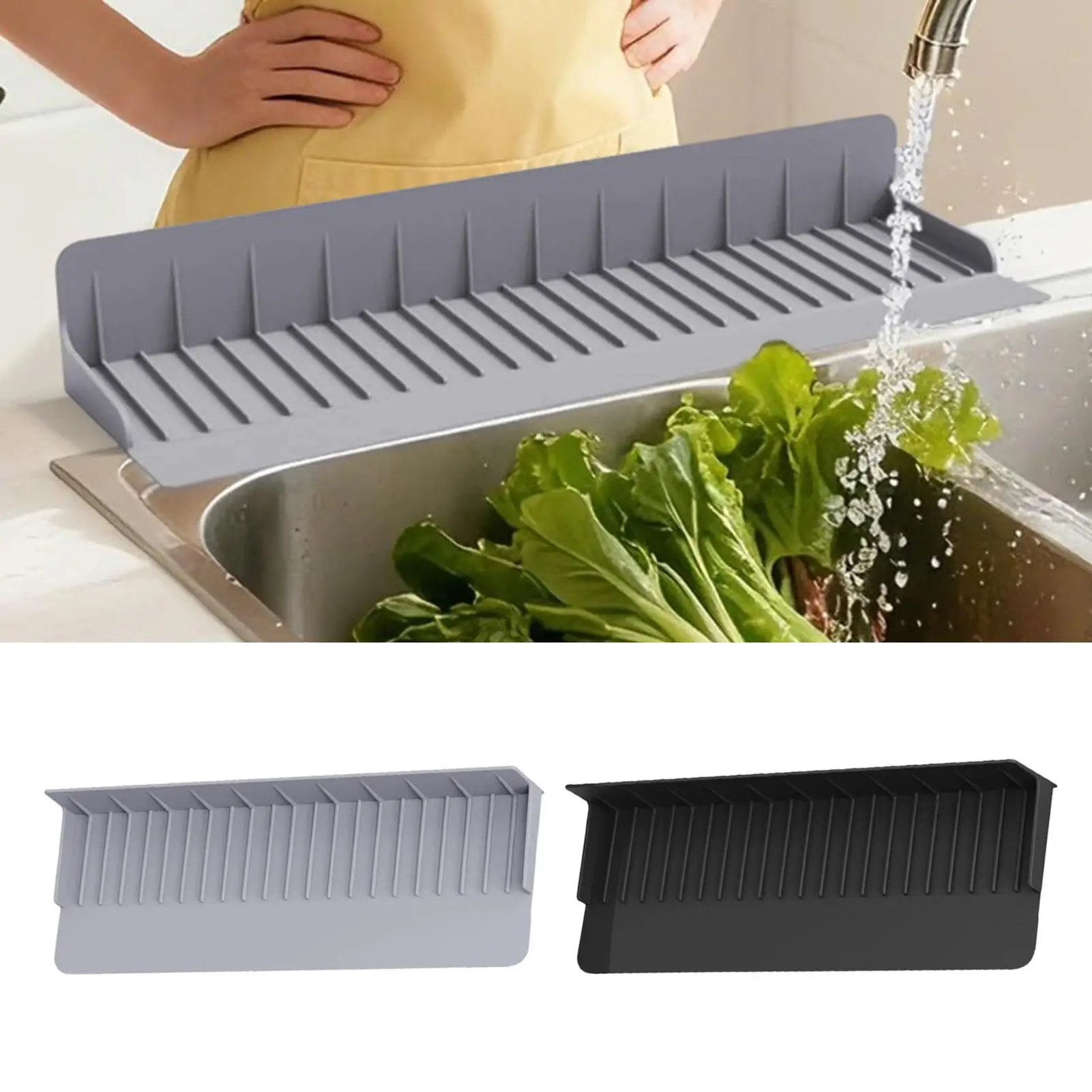 Kitchen Sink Splash Guard 5 Degree Tilt Silicone Washbasin Deflector Splash Guard for Kitchen Sink Cooking Dishwashing Household