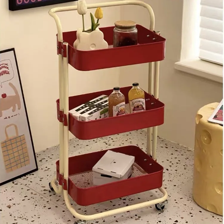 Multifunctional Handcart Storage Rack, Floor To Floor, Multi-layer Storage Rack, Wheeled Small Cart, Toy and Snack Storage