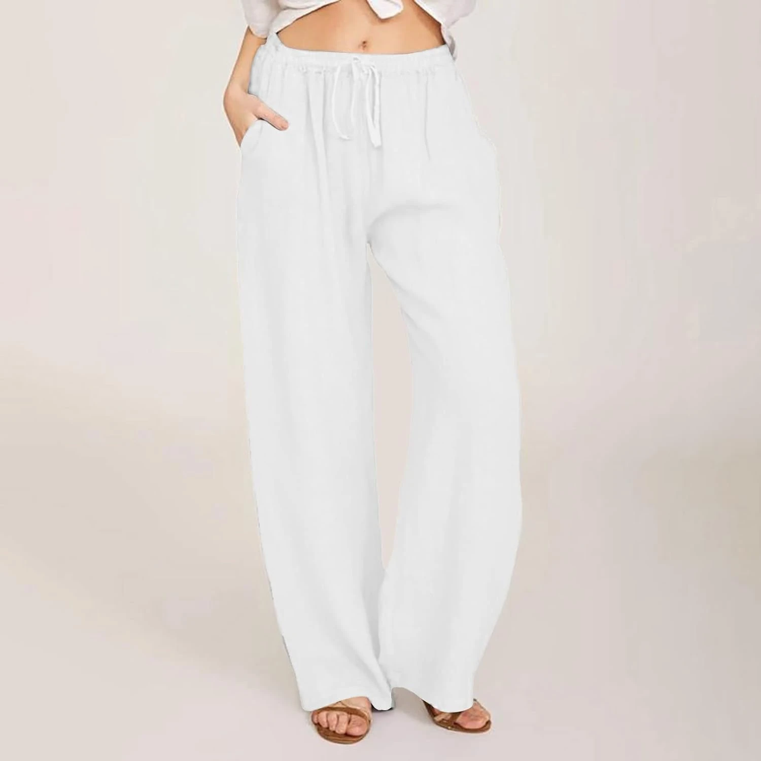 d sophisticated high-waist linen palazzo pants. Experience ultimate comfort and style with these luxurious pants, designed for c