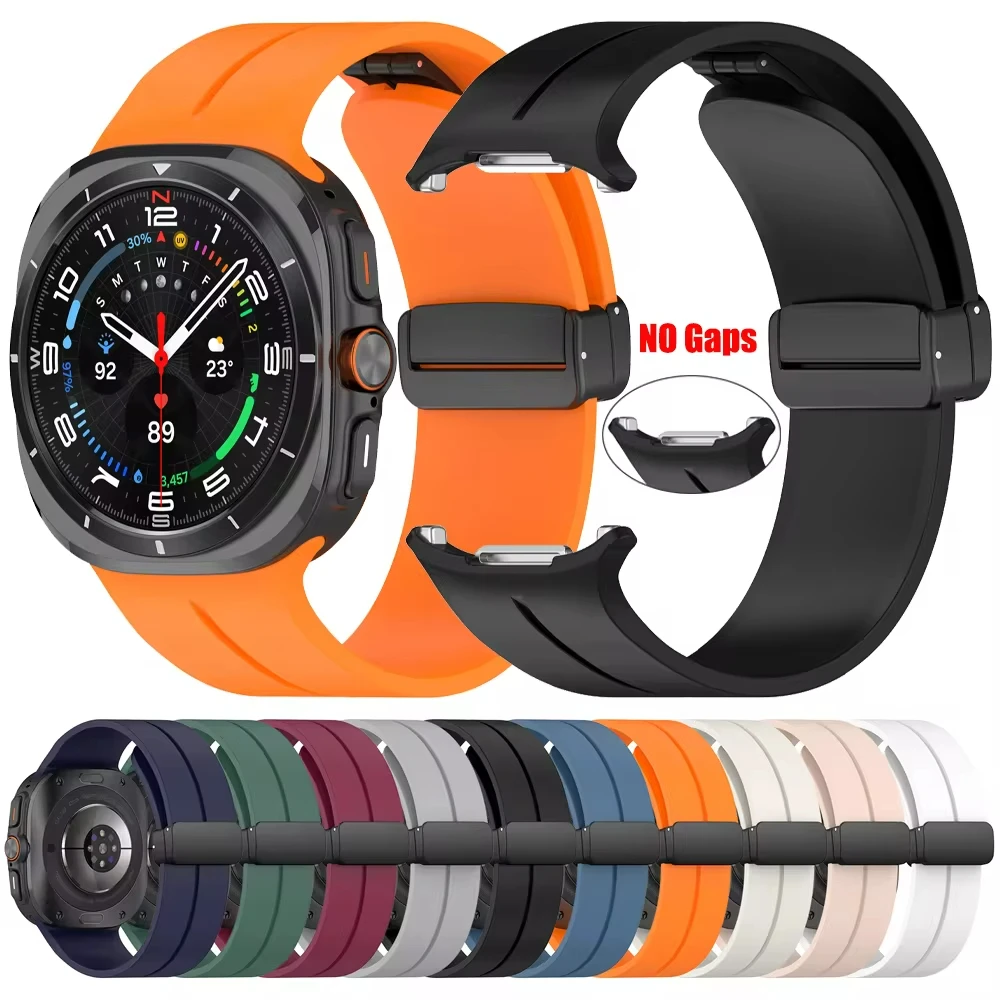 Magnetic Silicone Band For Samsung Galaxy Watch Ultra 47mm Soft Sport Bracelet For Galaxy Watch Ultra Replacement Strap