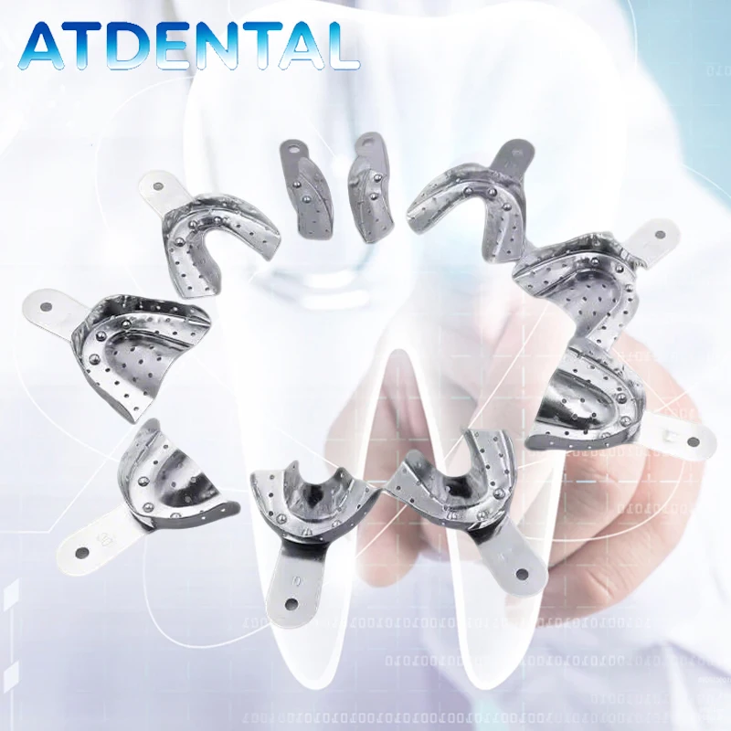 

10pcs-1set Dental Impression Tray Stainless Steel Teeth Trays Autoclavable Instrument Dentist Tool Set