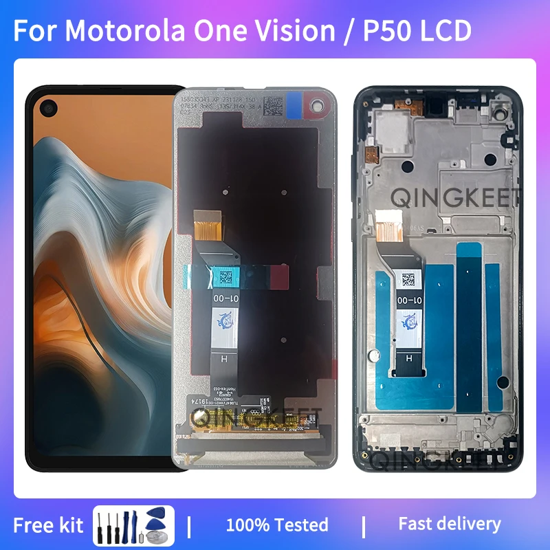 

Новинка 6,3, ЖК-дисплей для Motorola One Vision, цифровой преобразователь сенсорного экрана в сборе для Moto P50, ЖК-дисплей с рамкой