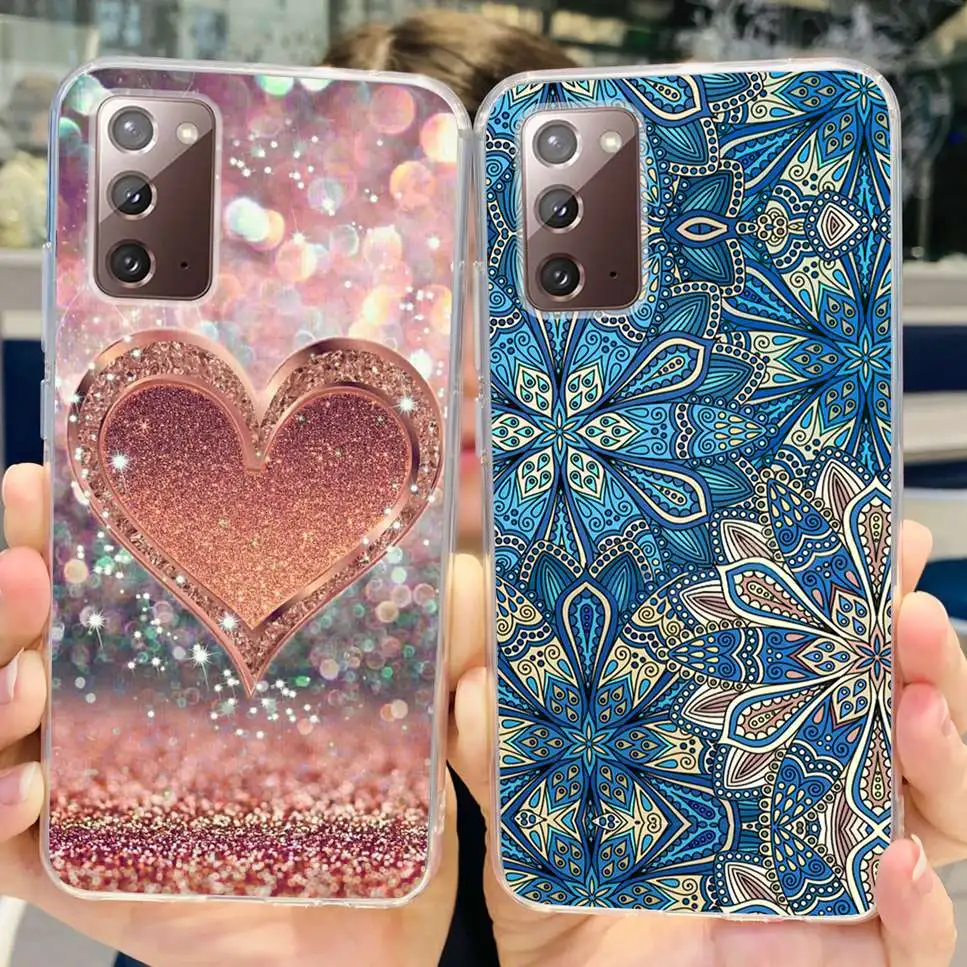 For Samsung Galaxy Note 20 5G Case Luxury Flower LoveTPU Soft Silicone Clear Cover For Samsung NOTE20 Note20 SM-N981B Phone Case