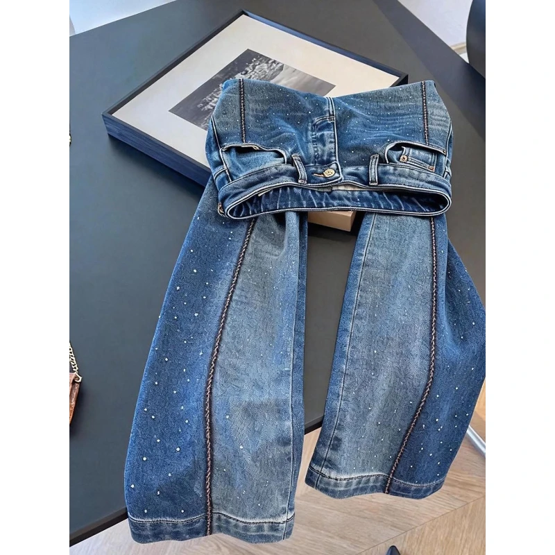 European Design Sense Hot Straight Leg Jeans Women's 2026 New Blue Denim Pants Woman