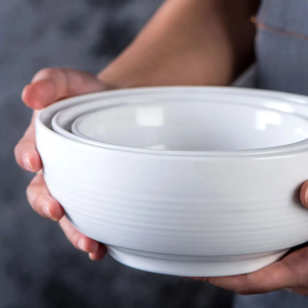 

2Pcs Ceramic Bowl Set White Soup Bowls Large Capacity for Kitchen Entertaining and Various Foods Serving Bowl White Soup Bowls