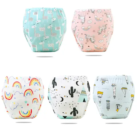 1PC 아기 면화 기저귀 유아 천 기저귀 통기성 화장실 훈련 바지 재사용 가능한 면화 신생아 아기 훈련 바지 0-3Year