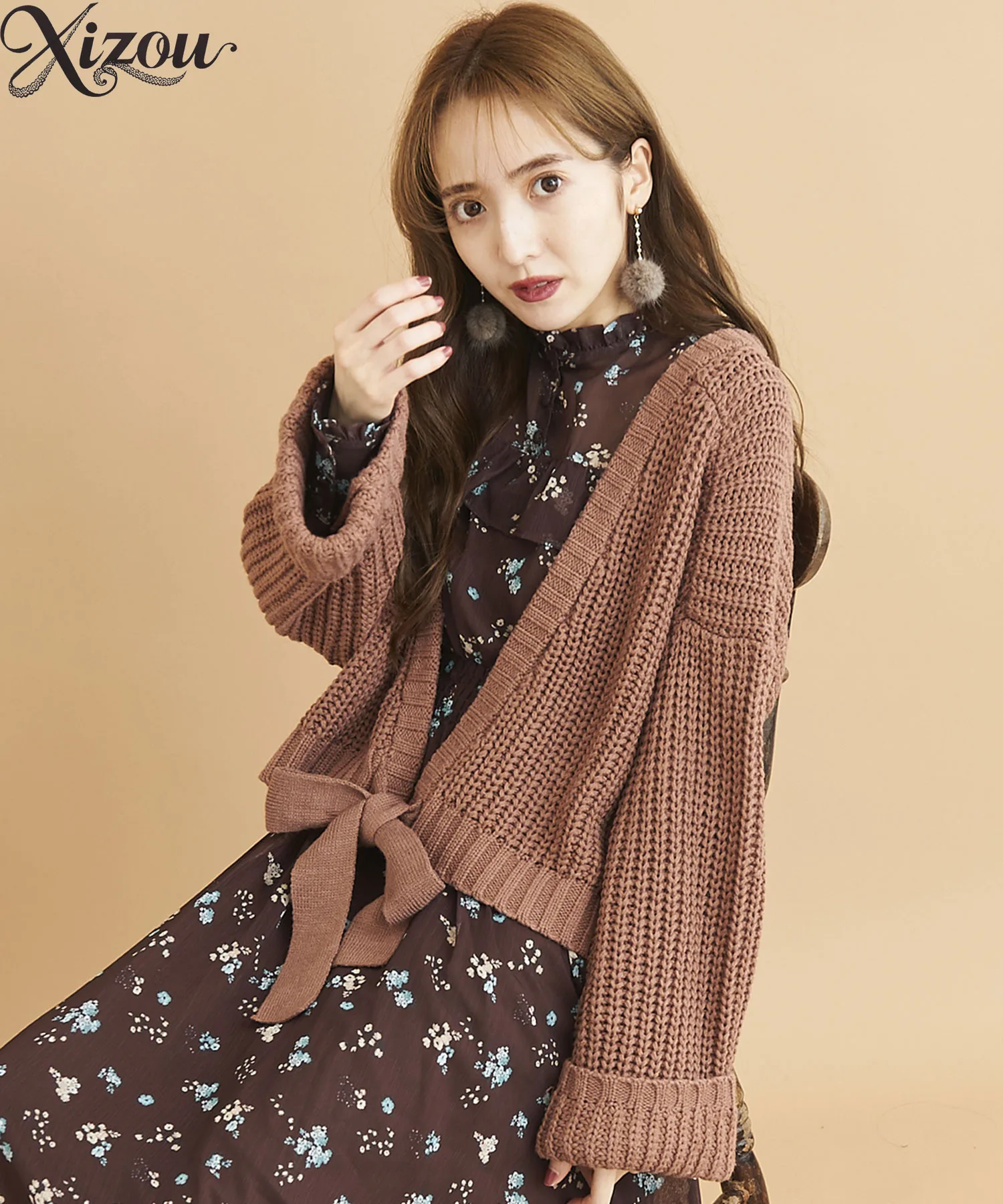2025 Women Knitted Cardigans Sweaters Japanese Korean Long Sleeve V-Neck Tie Waist Bow Lace-Up Loose Elegant Autumn Tops