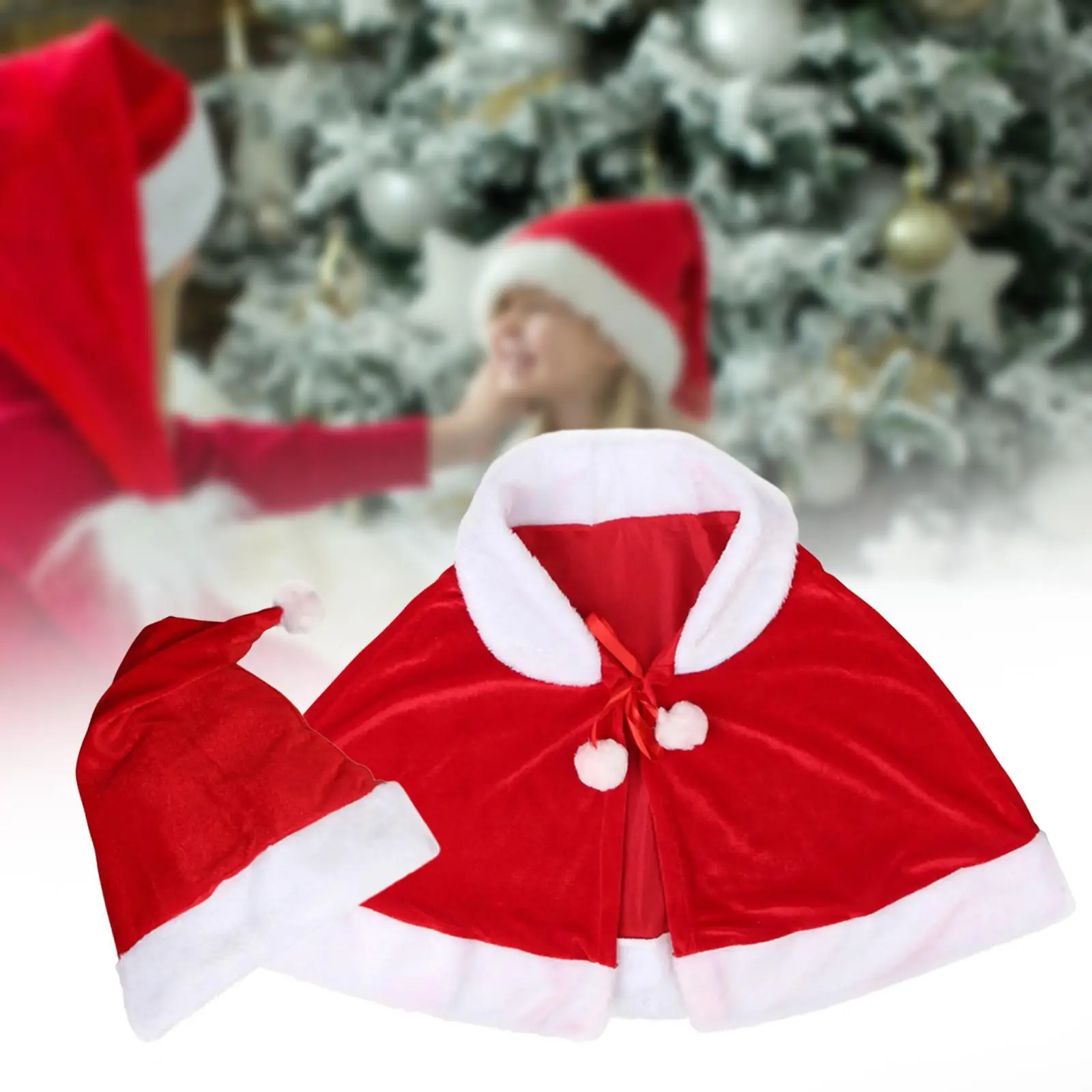 

Christmas Cloak Cape Christmas Decoration Kids Santa Claus Cape for Masquerade Stage Performance Party Dress up Carnival