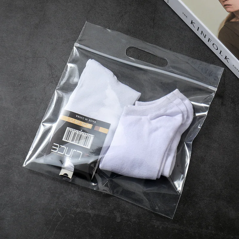 TETP 50Pcs Transparent/Frosted Ziplock Bags With Handle Home For T-shirt Dress Sweatshirts Pants Packaging Storage Dustproof