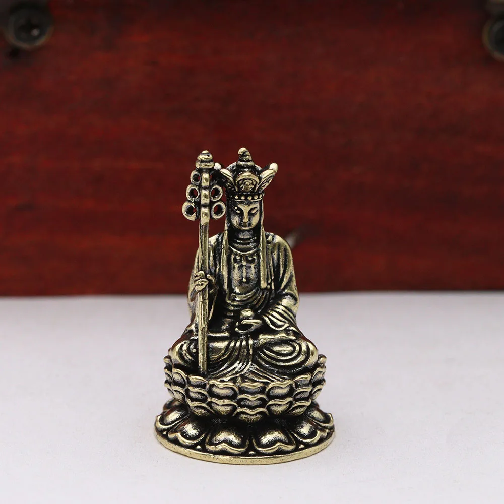 Brass Pocket Buddha Mini Statue Retro Tang Sanzang Character Miniature Figurines Desktop Decoration Crafts Home Decors Ornaments