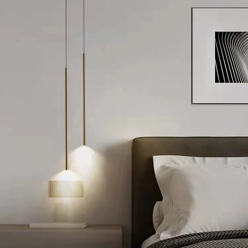 Nordic Modern Minimalist Copper Pendant Lights For Bedside Living Room Dining Room Kitchen Hanging Lamp  Body Wire Adjustable