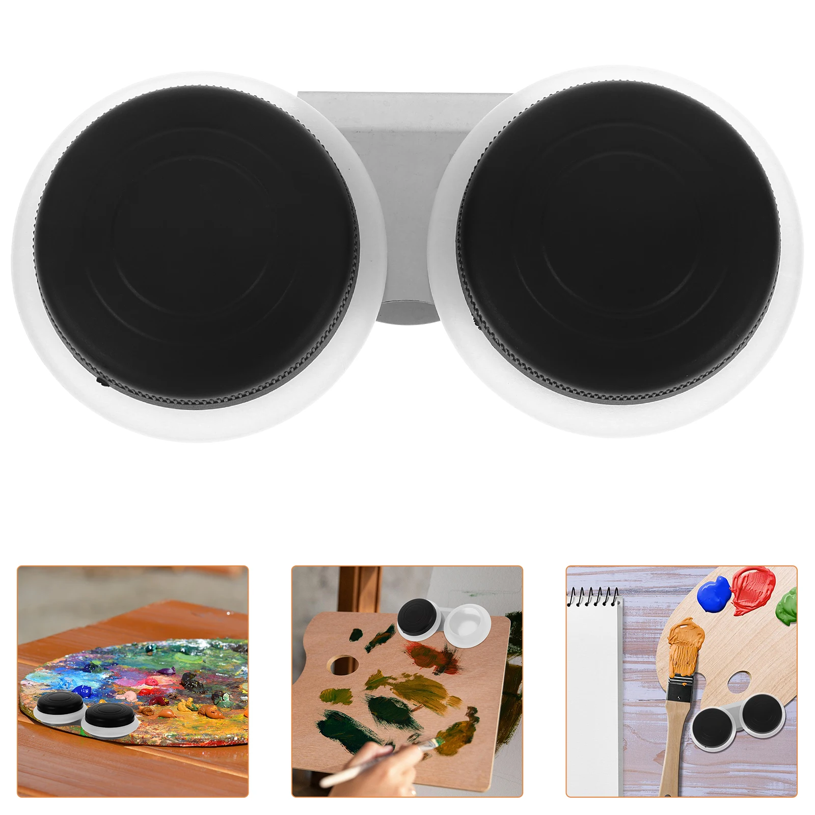 

Double Port Oil Pot Drawing Pigment Holder Holders Supplies Painting Coloring Cup Brush Cleaning