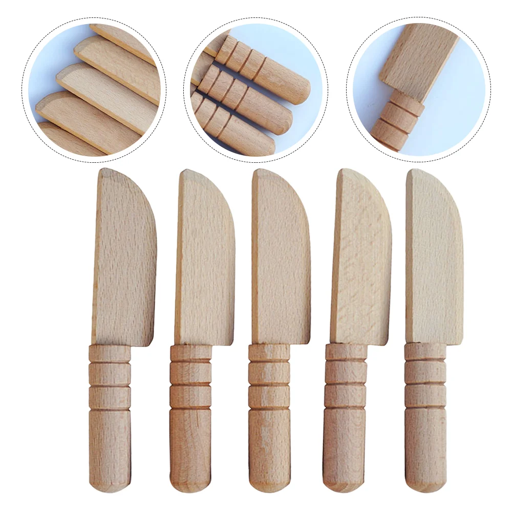 5 Pcs Simulated Wooden DIY Toy Role Pretend Miniature House Accessory Kitchen Cooking Parts