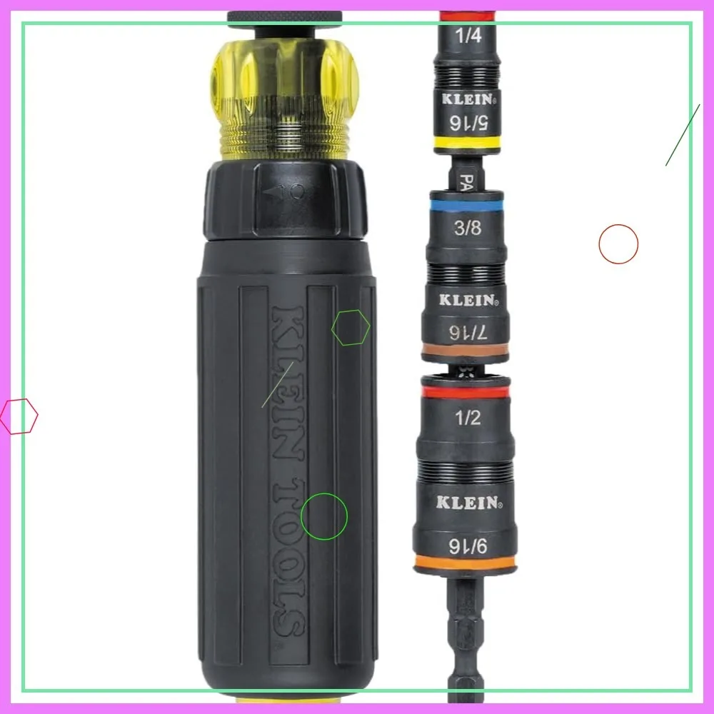 

7-in-1 Impact Socket Set with Ratcheting Handle, Flip Sockets & Bit Holder for Various Nut Sizes