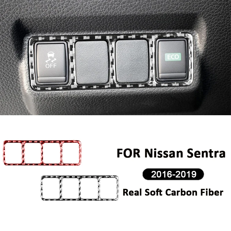 

For Nissan Sentra 2016-2019 Carbon Fiber Car Headlight Adjusting Switch Buttons Panel Trim Frame Decoration Interior Sticker