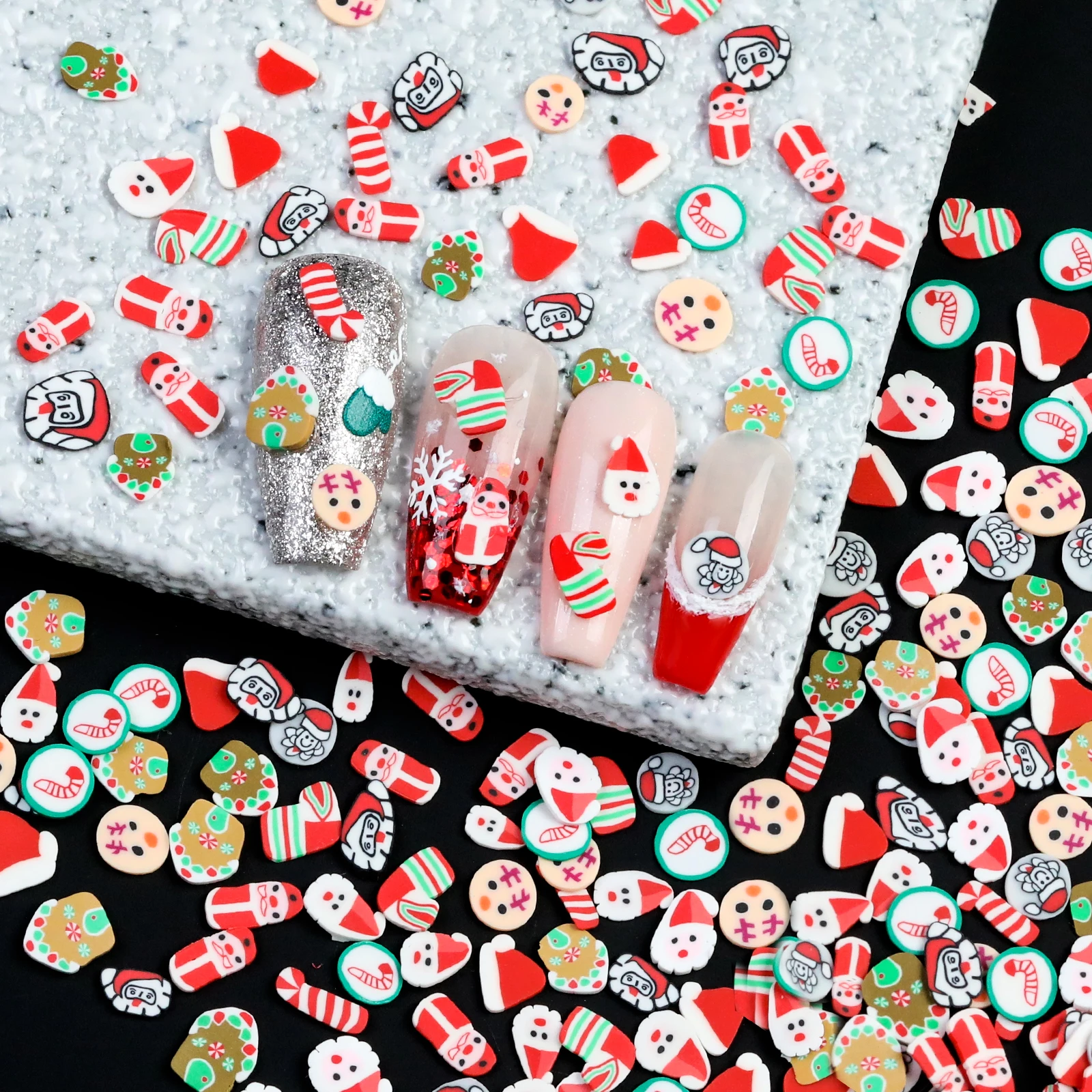 12 شبكة مسمار الفن الديكور مختلط ثلاثية الأبعاد عيد الميلاد نمط مسمار الفن مجوهرات بوليمر كلاي شريحة سانتا كلوز ندفة الثلج مسمار الفن الديكور #3